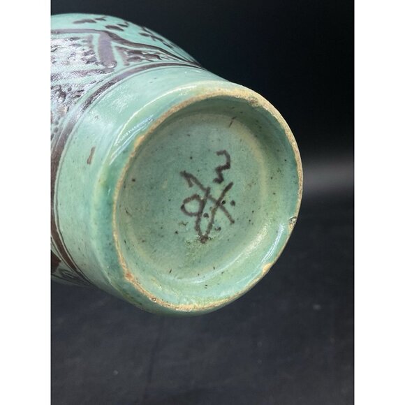 Safi 7” Vase Teal Green Brown Persian Middle Eastern Pottery Primitive READ - Picture 12 of 12